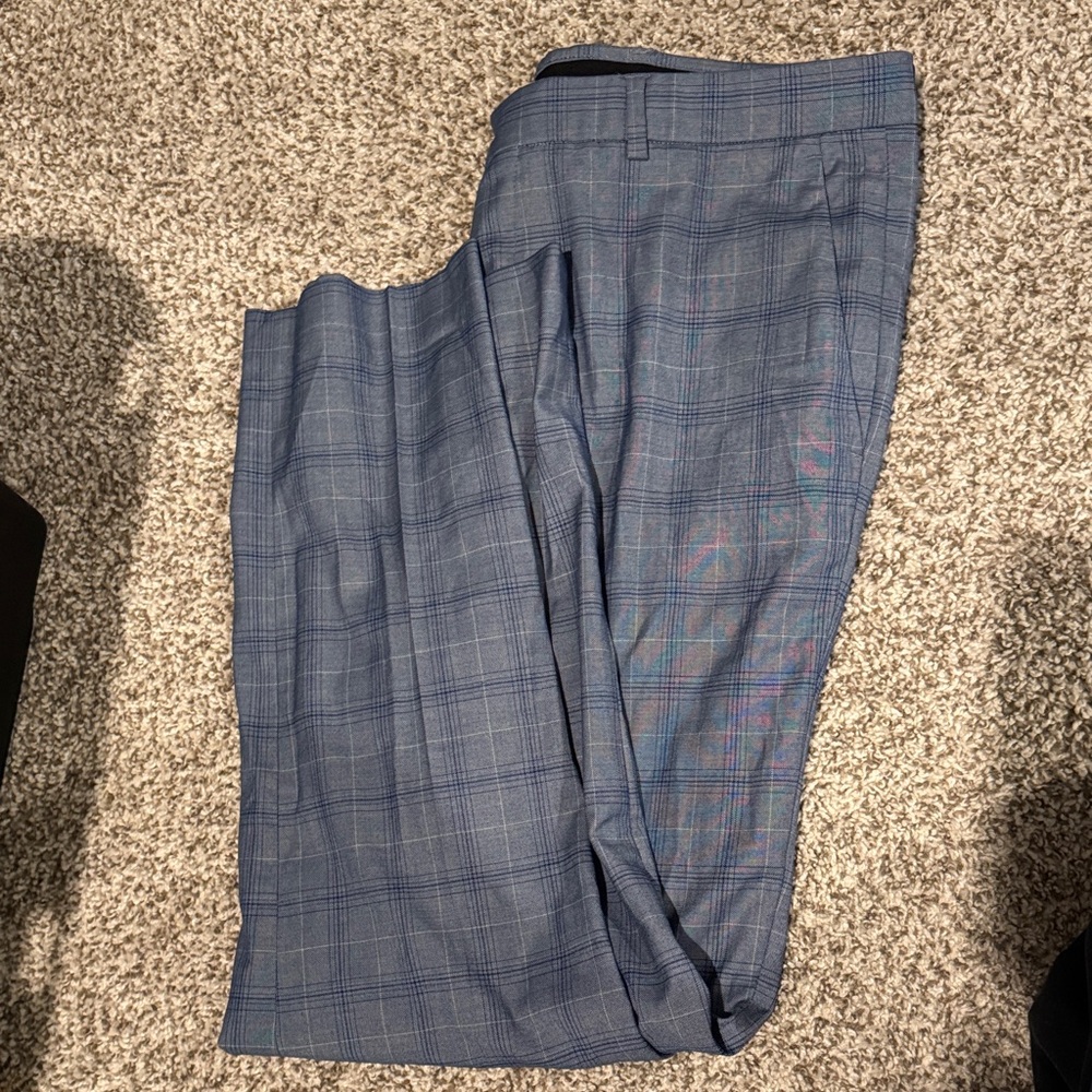 Perry Ellis Men's Navy Checkered Dress Pants